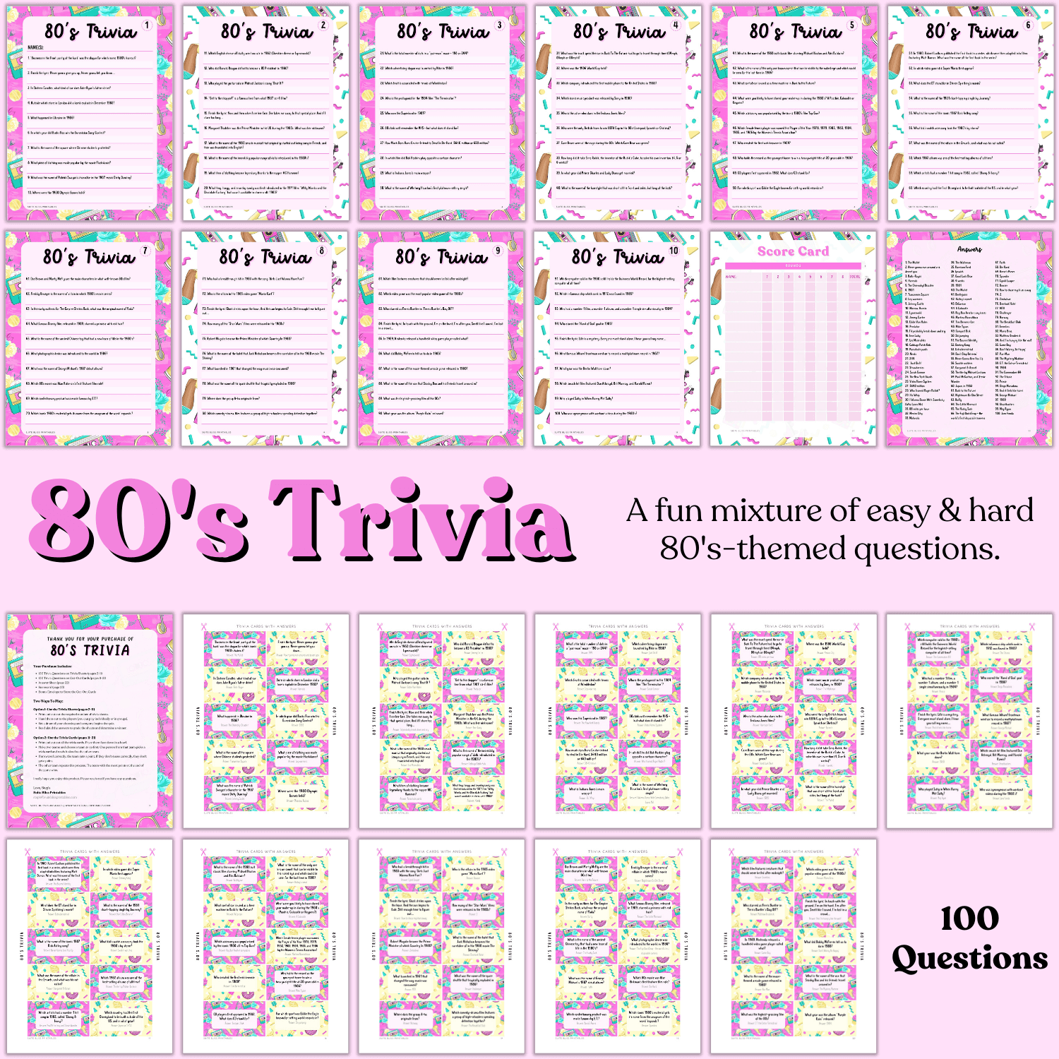80s Trivia Questions and Answers Printable (Free!) - Leap of Faith Crafting