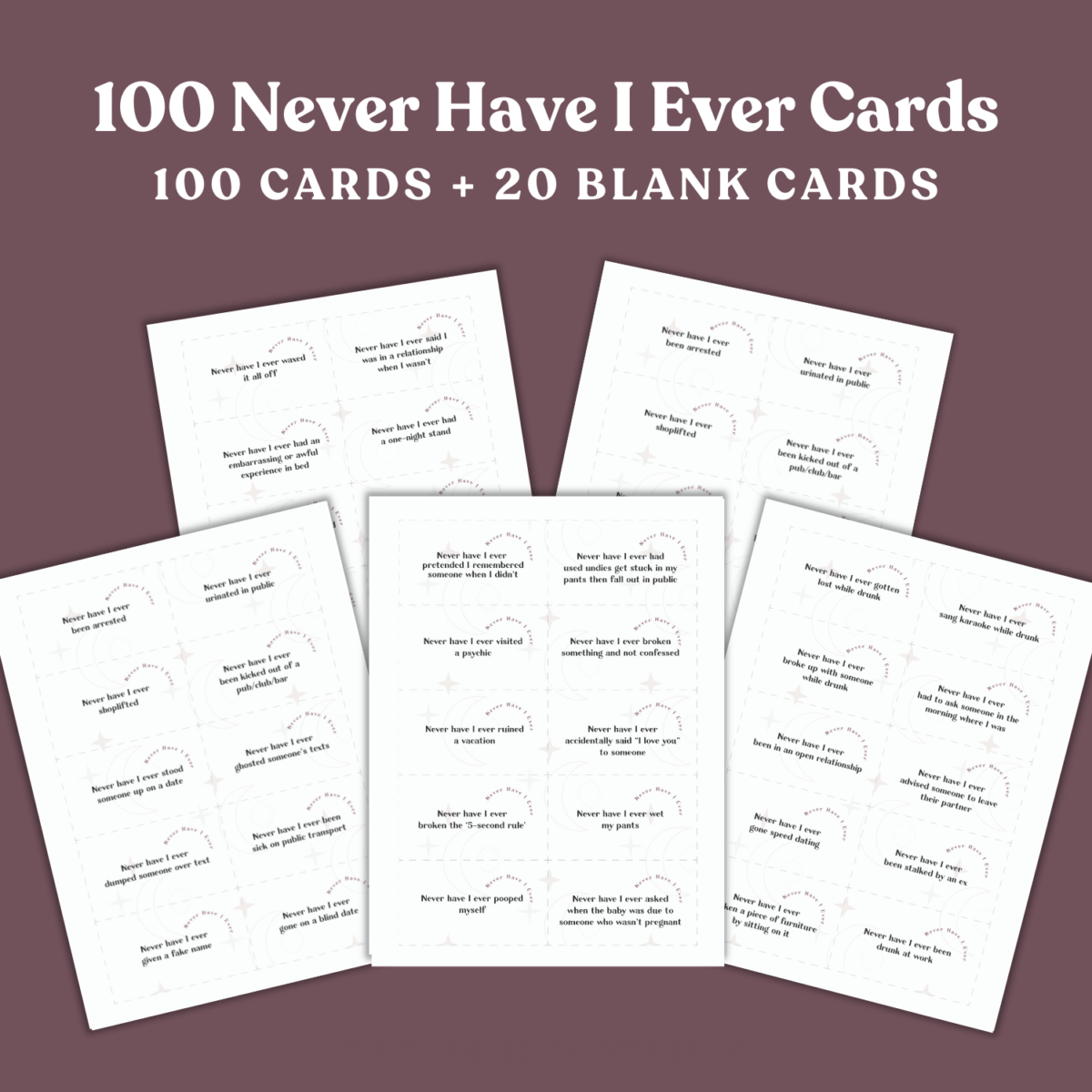Never have I ever card game