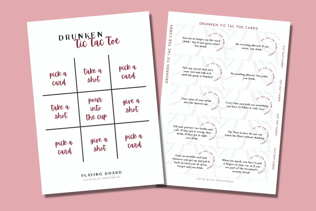 Drunken Tic Tac Toe Rules Printable Tic Tac Toe Rules 
