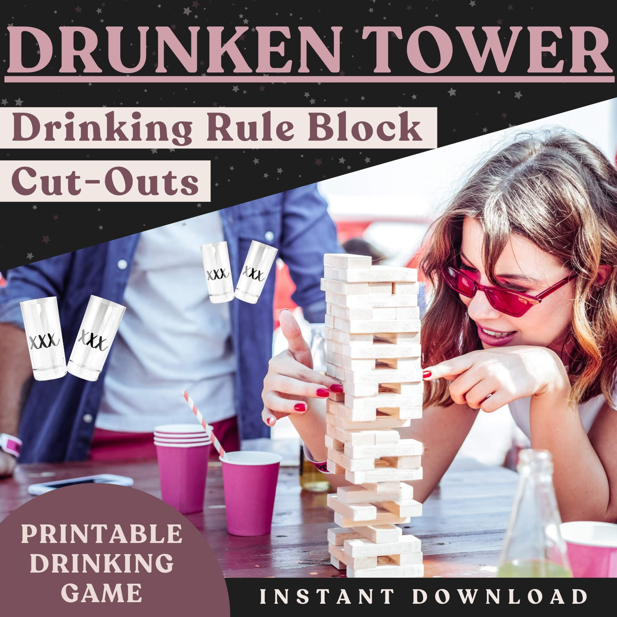 Jenga drinking game - though i'm sure you can put whatever you want..