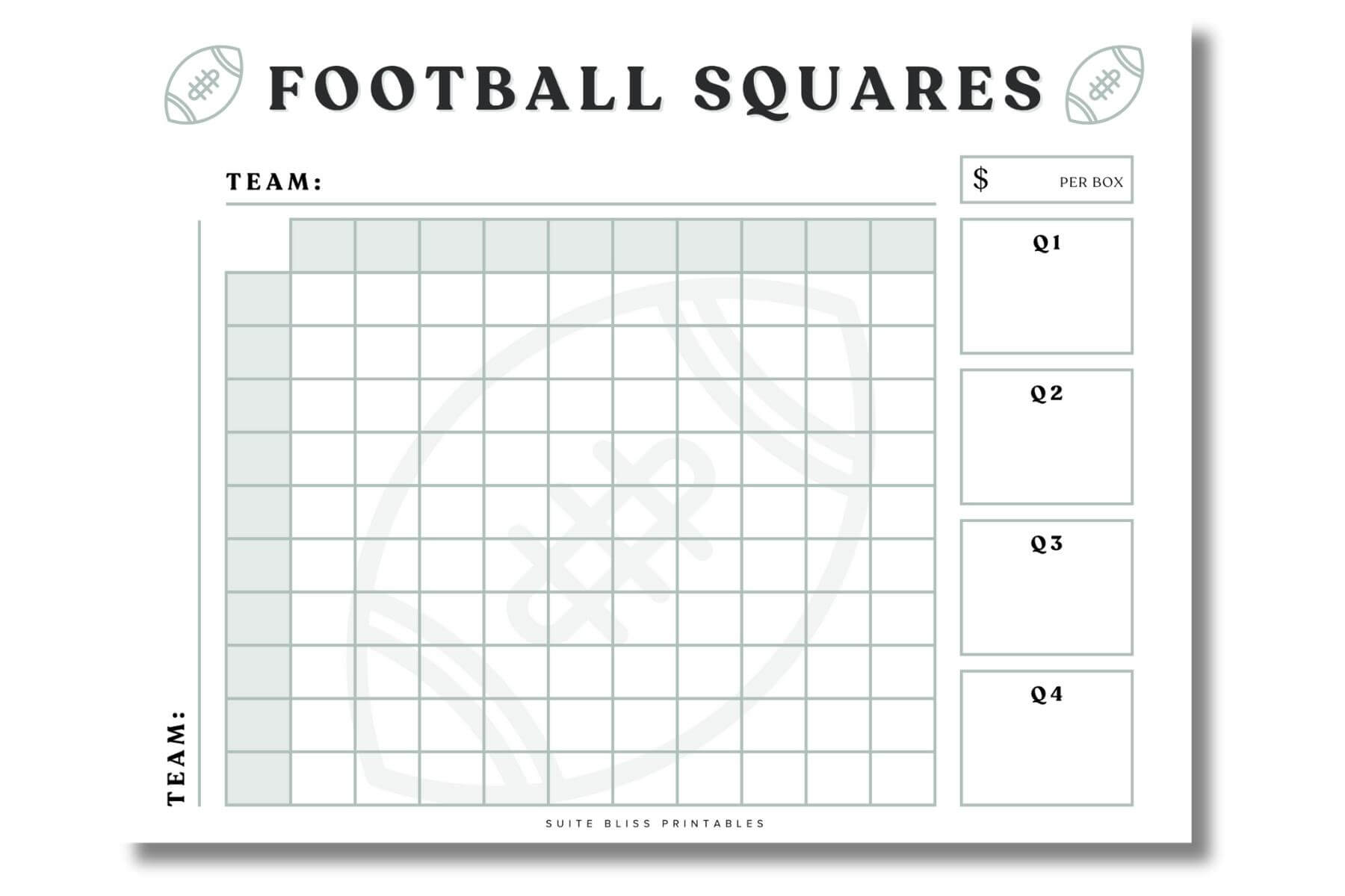 Free Printable Football Squares pdf 3